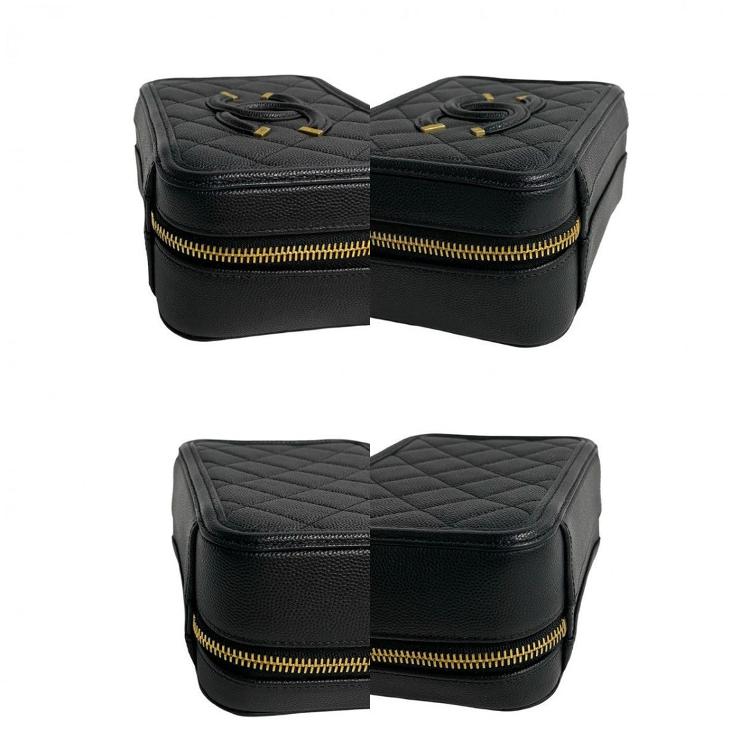 CHANEL Shoulder Bag Matt caviar skin black CC Figley