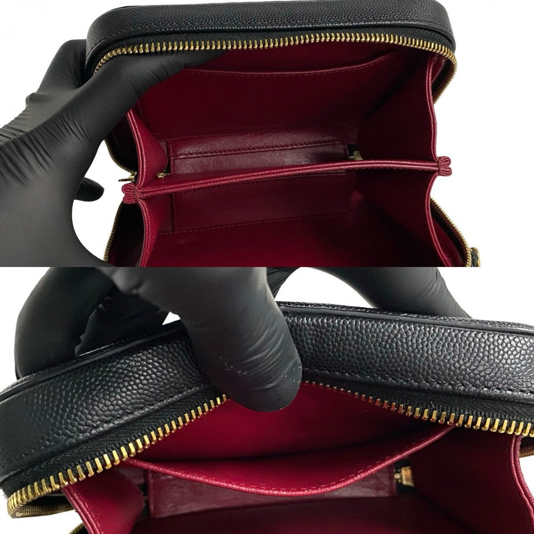 CHANEL Shoulder Bag Matt caviar skin black CC Figley