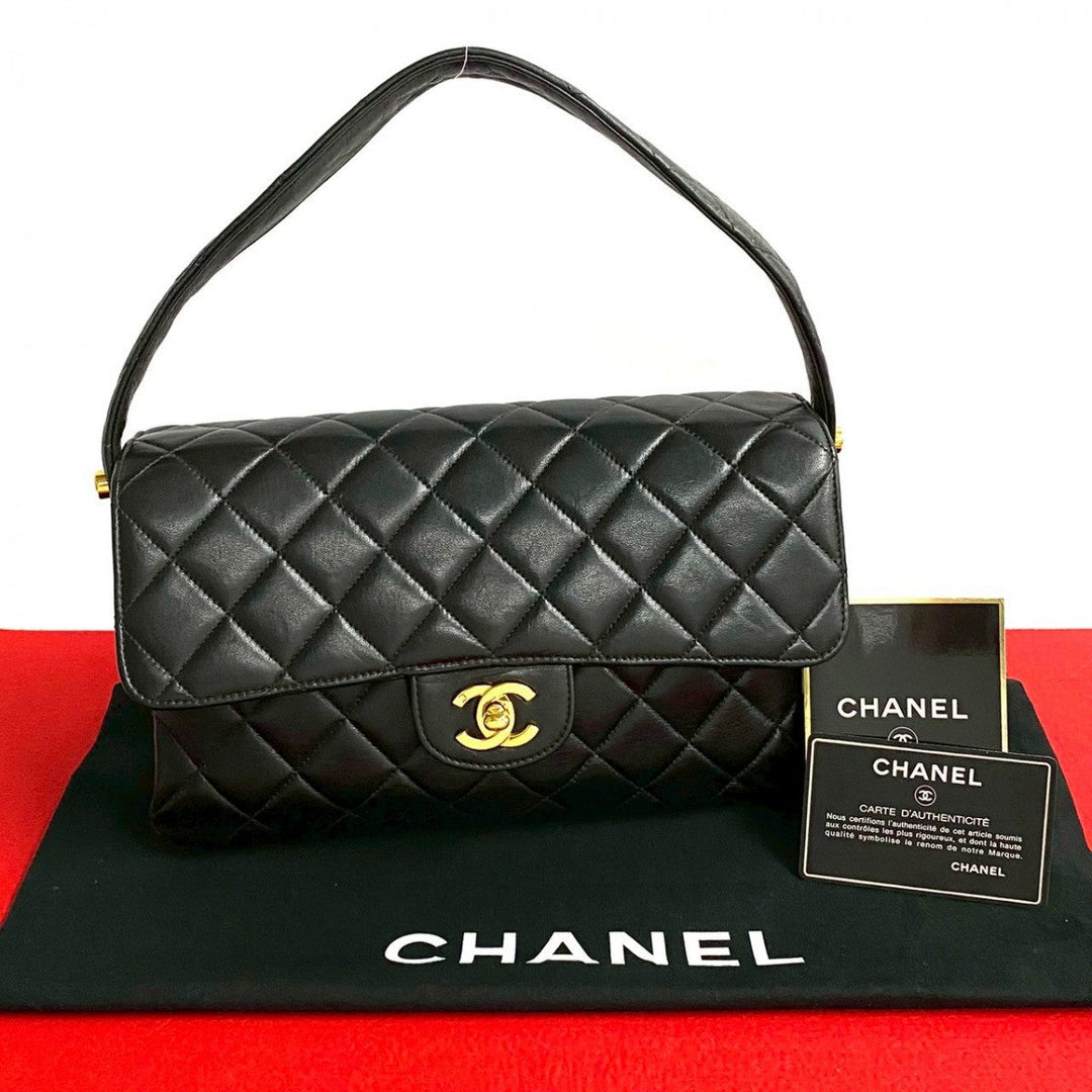CHANEL Handbag lambskin black Matrasse Double face