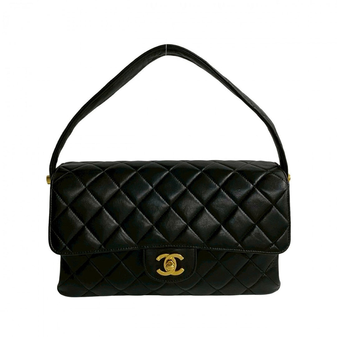 CHANEL Handbag lambskin black Matrasse Double face
