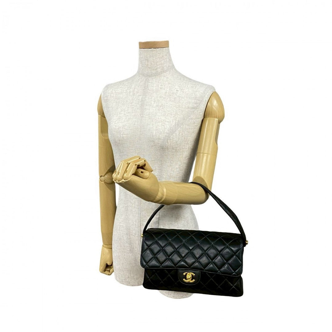 CHANEL Handbag lambskin black Matrasse Double face