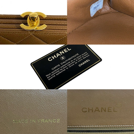 CHANEL Tote Bag Matt caviar skin Brown Matrasse