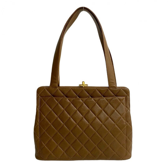 CHANEL Tote Bag Matt caviar skin Brown Matrasse