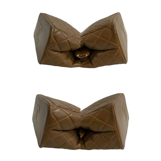 CHANEL Tote Bag Matt caviar skin Brown Matrasse