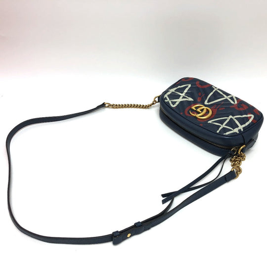 GUCCI Shoulder Bag 447632 leather Gold Metal GG Marmont Ghost unisex(Unisex) Used Authentic