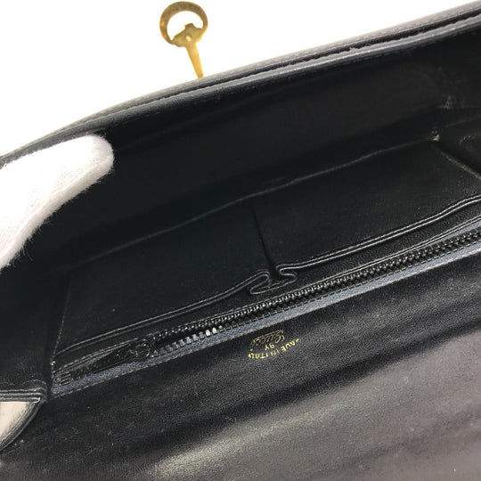 GUCCI Shoulder Bag leather black Old Gucci horsebit old gucci