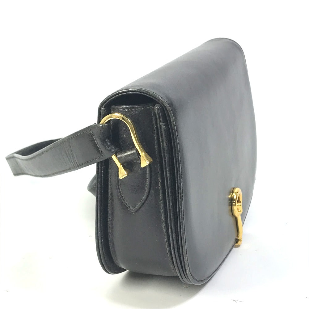 GUCCI Shoulder Bag leather black Old Gucci horsebit old gucci