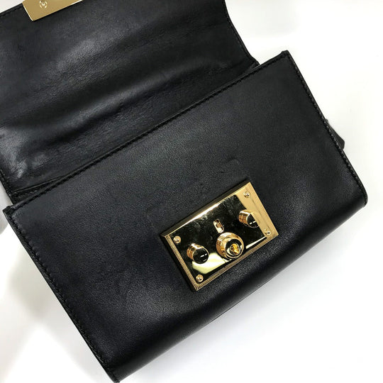 GUCCI Shoulder Bag 409487 leather black Small Padlock Chain