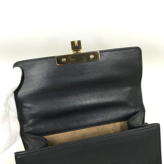 GUCCI Shoulder Bag 409487 leather black Small Padlock Chain