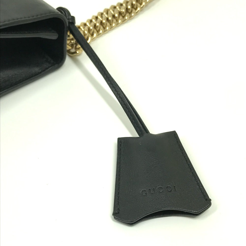 GUCCI Shoulder Bag 409487 leather black Small Padlock Chain