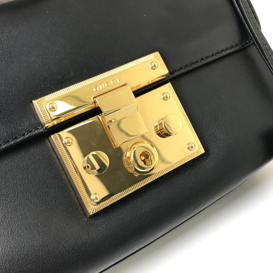 GUCCI Shoulder Bag 409487 leather black Small Padlock Chain