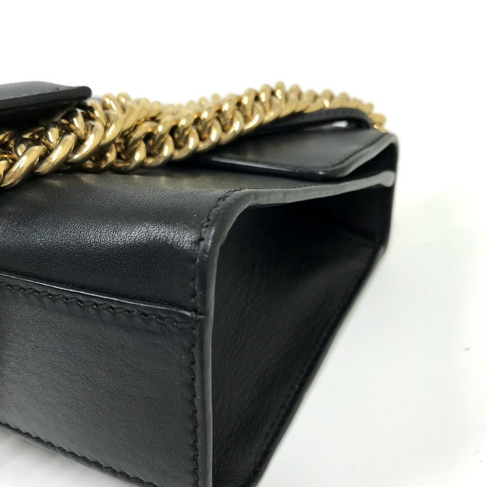 GUCCI Shoulder Bag 409487 leather black Small Padlock Chain