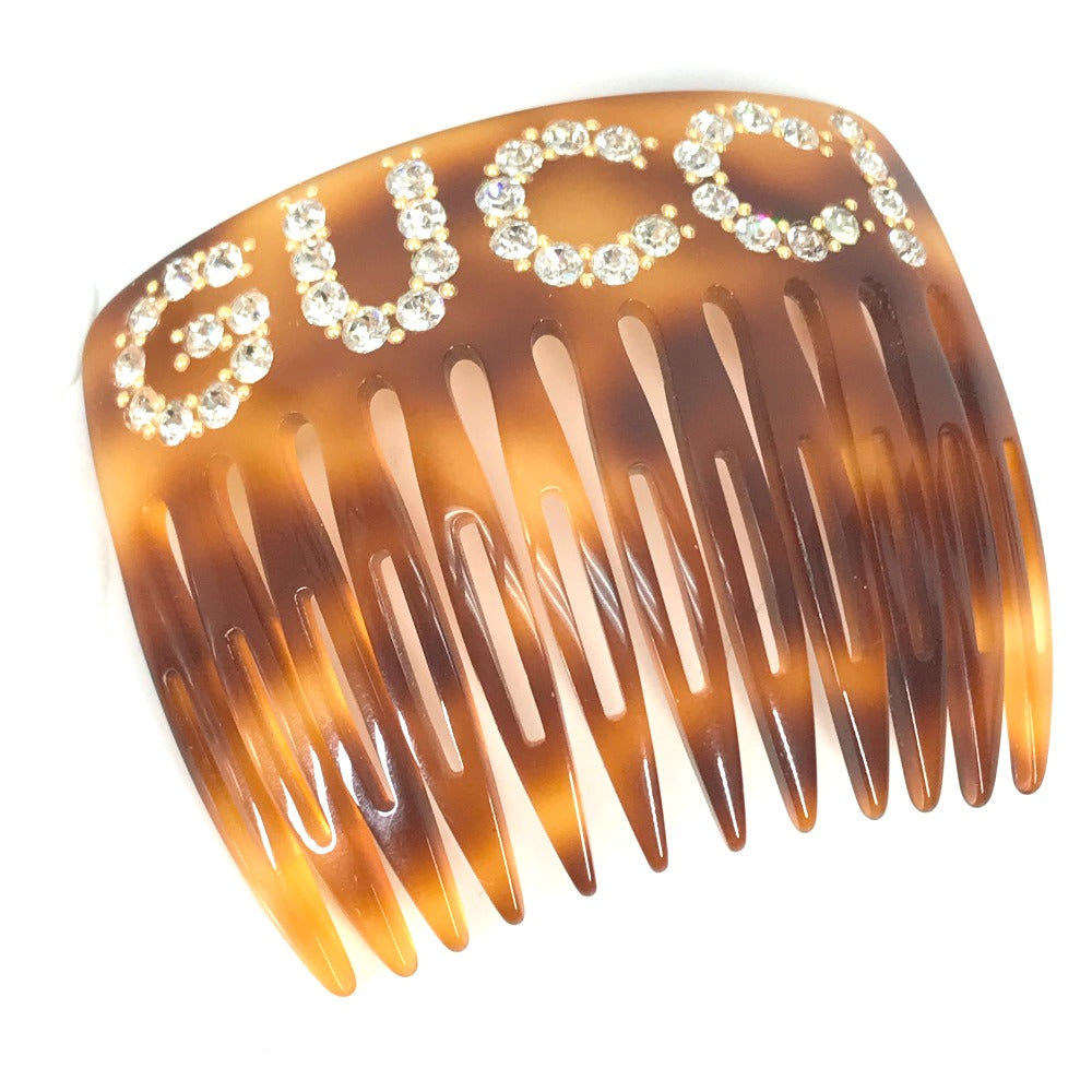GUCCI Other accessories 503957 plastic Brown Rhinestone GG hair comb comb Women Used Authentic