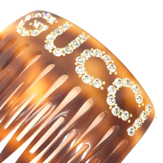 GUCCI Other accessories 503957 plastic Brown Rhinestone GG hair comb comb Women Used Authentic