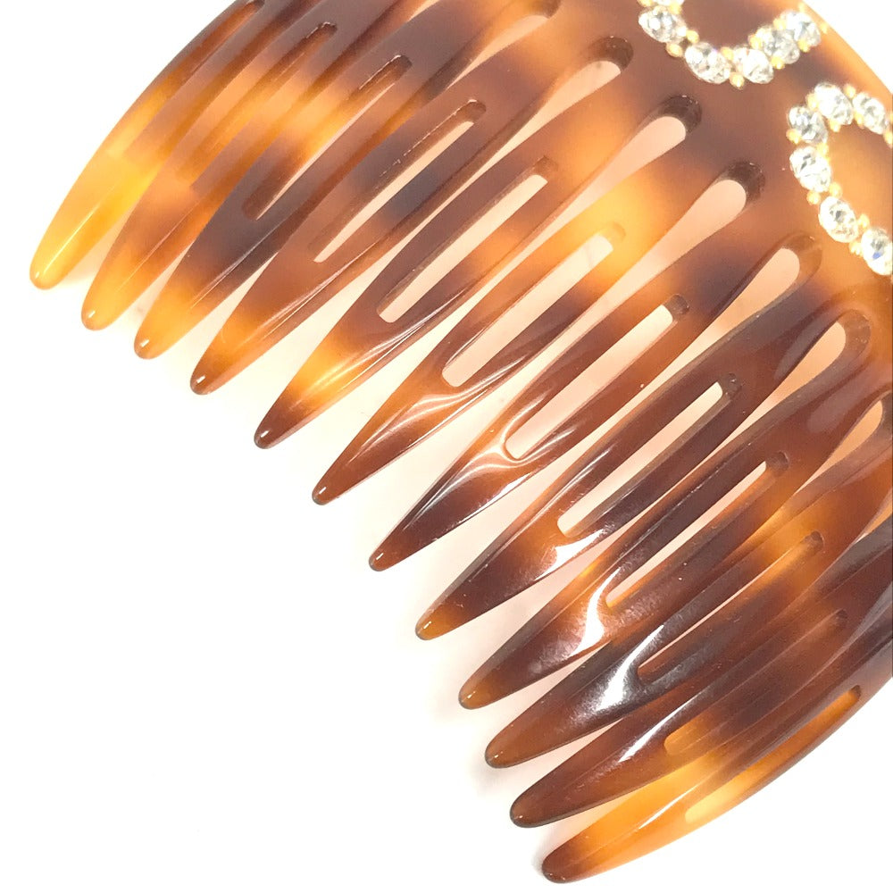 GUCCI Other accessories 503957 plastic Brown Rhinestone GG hair comb comb Women Used Authentic