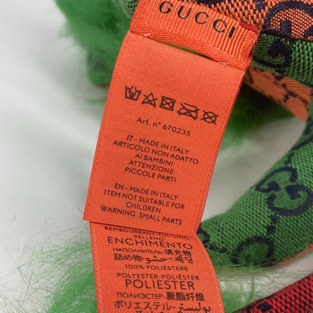 GUCCI Plush Doll 670235 GG canvas green GG Decorative Lion Women Used Authentic