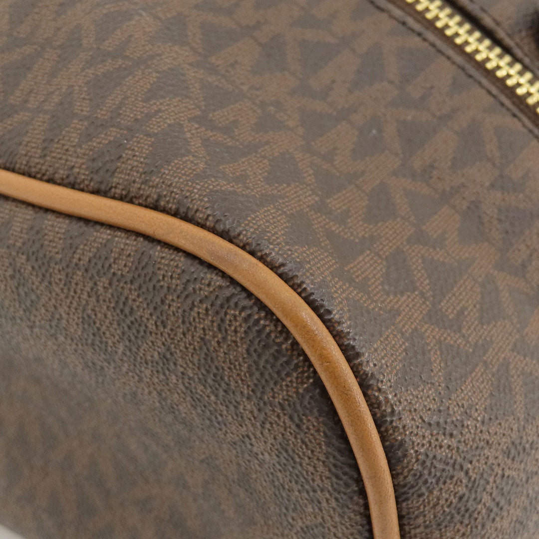 MICHAEL KORS Backpack PVC Brown MK signature Women Used Authentic