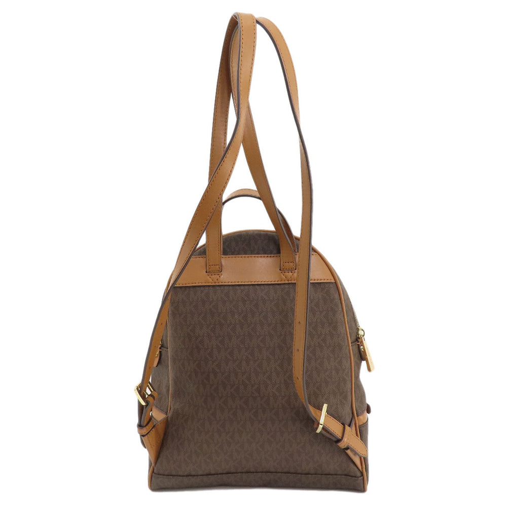 MICHAEL KORS Backpack PVC Brown MK signature Women Used Authentic