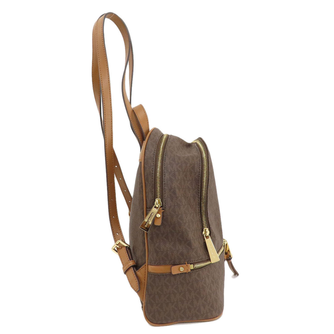 MICHAEL KORS Backpack PVC Brown MK signature Women Used Authentic