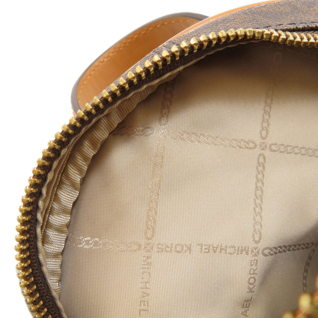 MICHAEL KORS Backpack PVC Brown MK signature Women Used Authentic