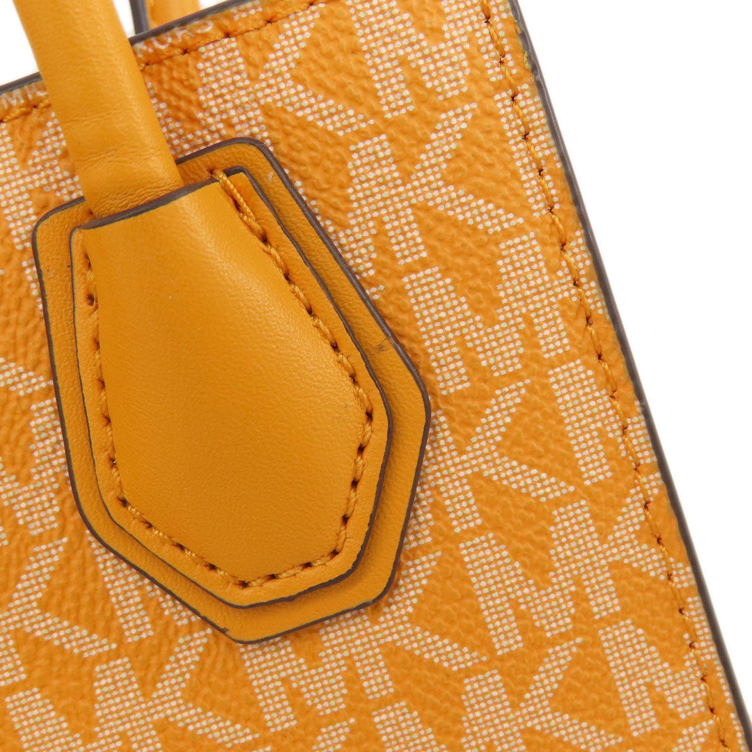 MICHAEL KORS Handbag Leather, Coated Canvas yellow MK signature Women Used Authentic