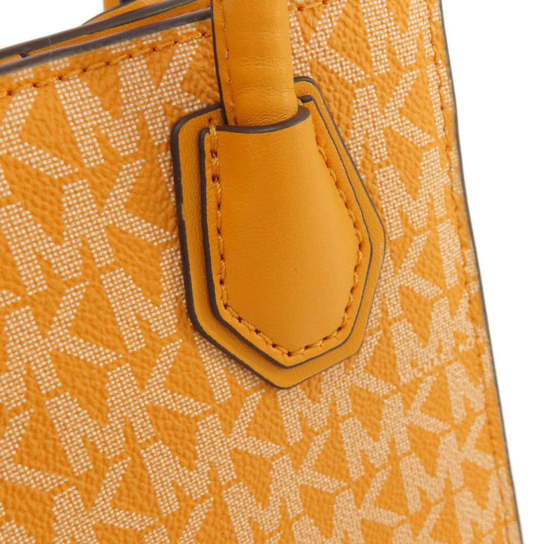 MICHAEL KORS Handbag Leather, Coated Canvas yellow MK signature Women Used Authentic