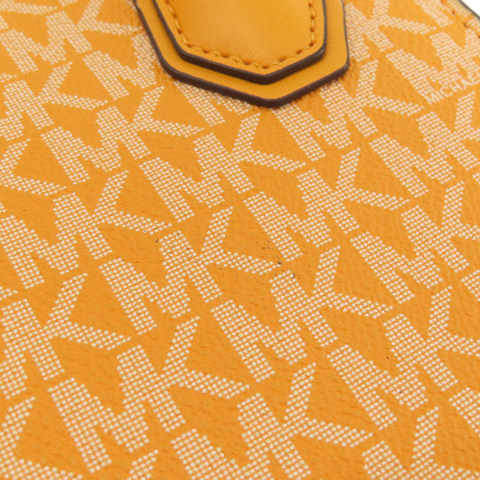 MICHAEL KORS Handbag Leather, Coated Canvas yellow MK signature Women Used Authentic