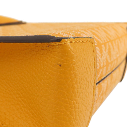 MICHAEL KORS Handbag Leather, Coated Canvas yellow MK signature Women Used Authentic