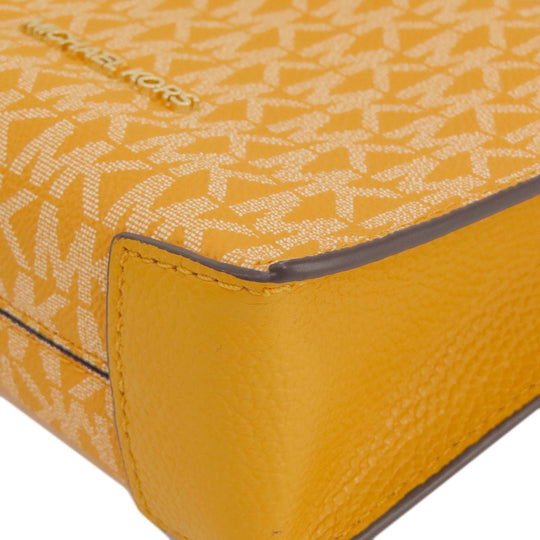 MICHAEL KORS Handbag Leather, Coated Canvas yellow MK signature Women Used Authentic