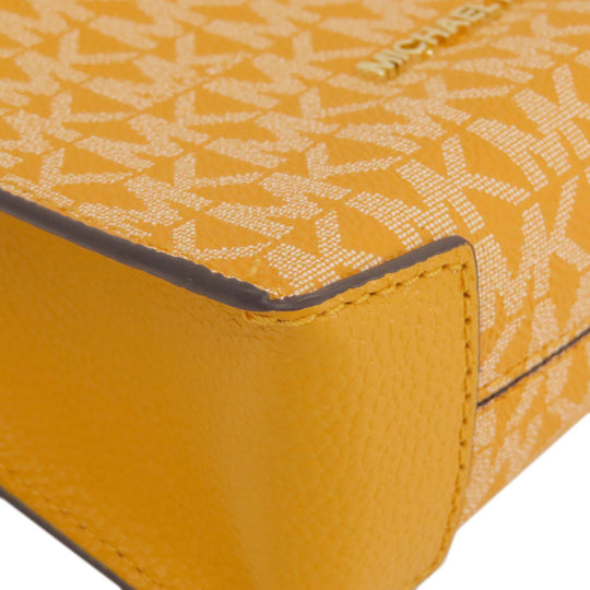 MICHAEL KORS Handbag Leather, Coated Canvas yellow MK signature Women Used Authentic