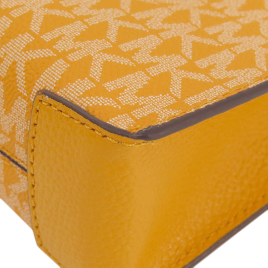 MICHAEL KORS Handbag Leather, Coated Canvas yellow MK signature Women Used Authentic