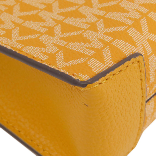 MICHAEL KORS Handbag Leather, Coated Canvas yellow MK signature Women Used Authentic