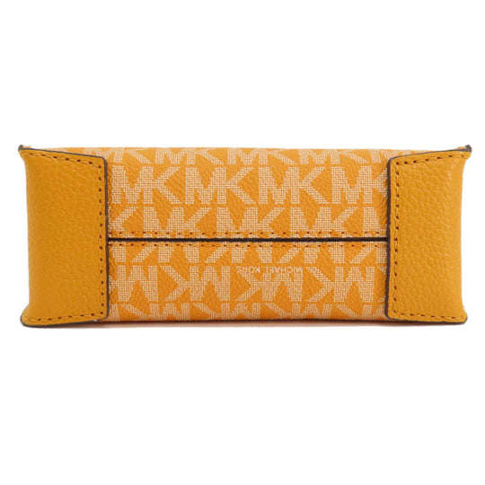 MICHAEL KORS Handbag Leather, Coated Canvas yellow MK signature Women Used Authentic