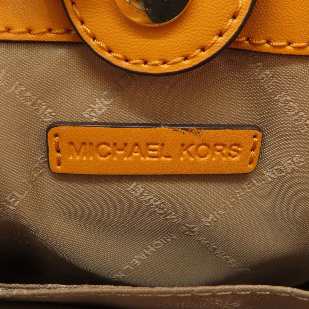 MICHAEL KORS Handbag Leather, Coated Canvas yellow MK signature Women Used Authentic