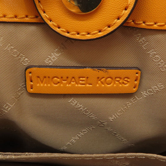 MICHAEL KORS Handbag Leather, Coated Canvas yellow MK signature Women Used Authentic