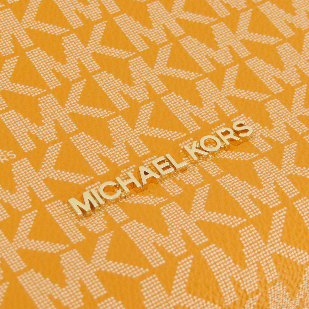 MICHAEL KORS Handbag Leather, Coated Canvas yellow MK signature Women Used Authentic