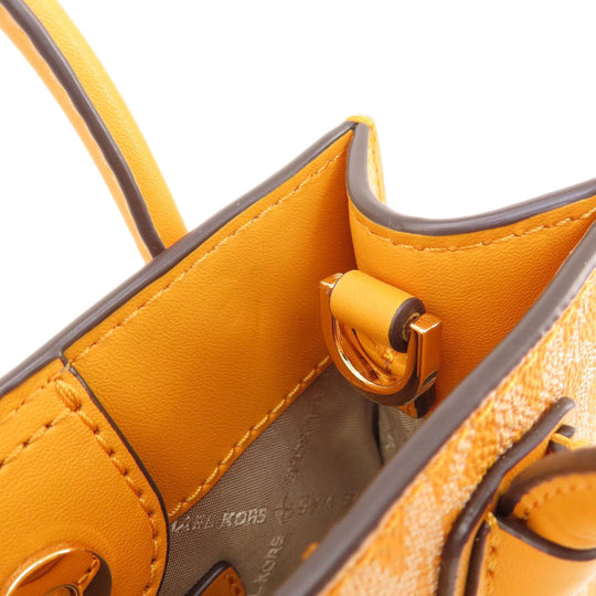 MICHAEL KORS Handbag Leather, Coated Canvas yellow MK signature Women Used Authentic