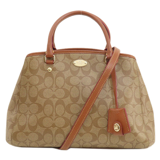 COACH Tote Bag F34608 PVC Brown Signature 2WAY