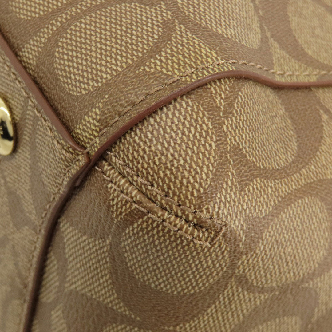 COACH Tote Bag F34608 PVC Brown Signature 2WAY