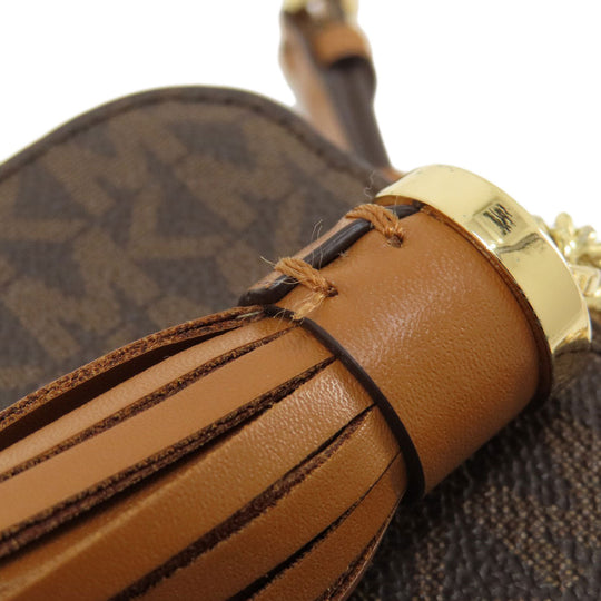 MICHAEL KORS Shoulder Bag Leather, Coated Canvas Brown MK Signature ChainShoulder Women Used Authentic