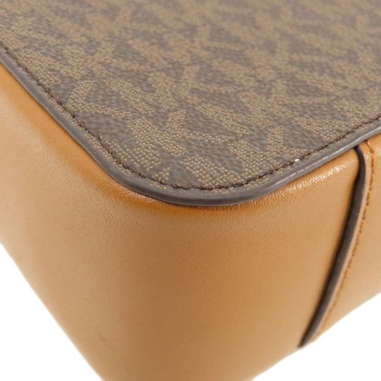 MICHAEL KORS Shoulder Bag Leather, Coated Canvas Brown MK Signature ChainShoulder Women Used Authentic