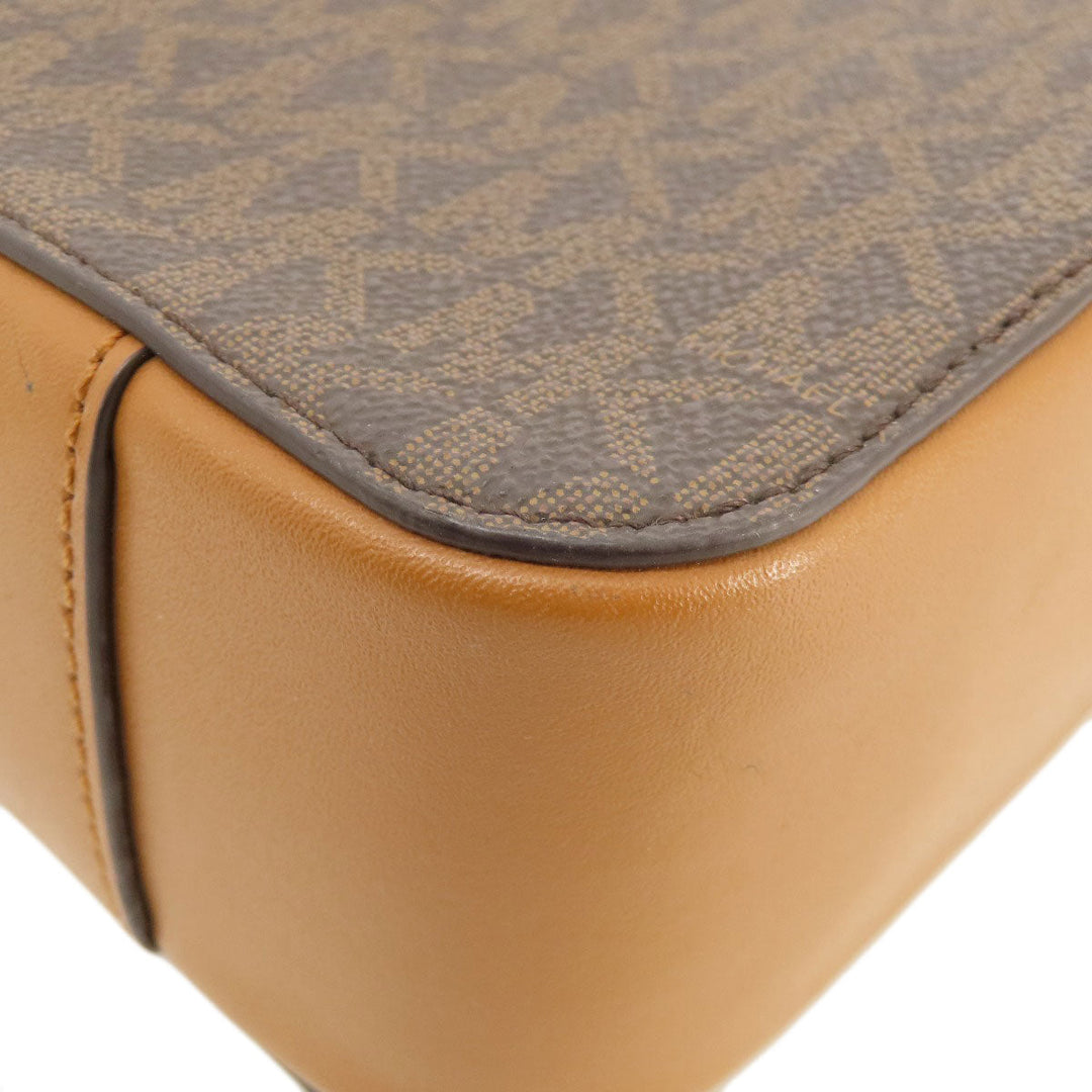 MICHAEL KORS Shoulder Bag Leather, Coated Canvas Brown MK Signature ChainShoulder Women Used Authentic