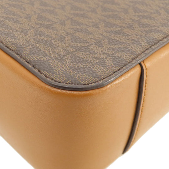 MICHAEL KORS Shoulder Bag Leather, Coated Canvas Brown MK Signature ChainShoulder Women Used Authentic