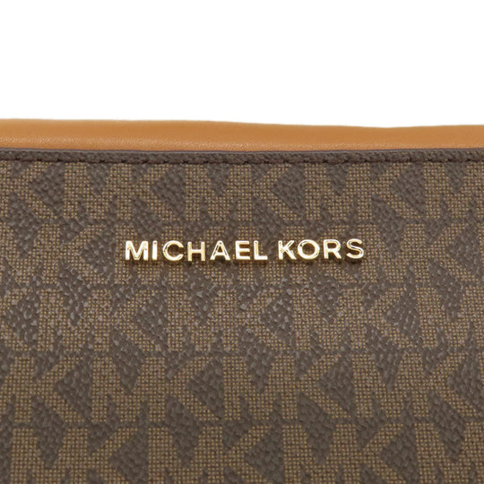 MICHAEL KORS Shoulder Bag Leather, Coated Canvas Brown MK Signature ChainShoulder Women Used Authentic