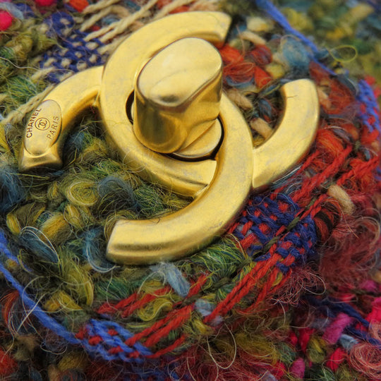 CHANEL Shoulder Bag Tweed multicolor ChainShoulder COCO Mark Gold Metal Women Used Authentic