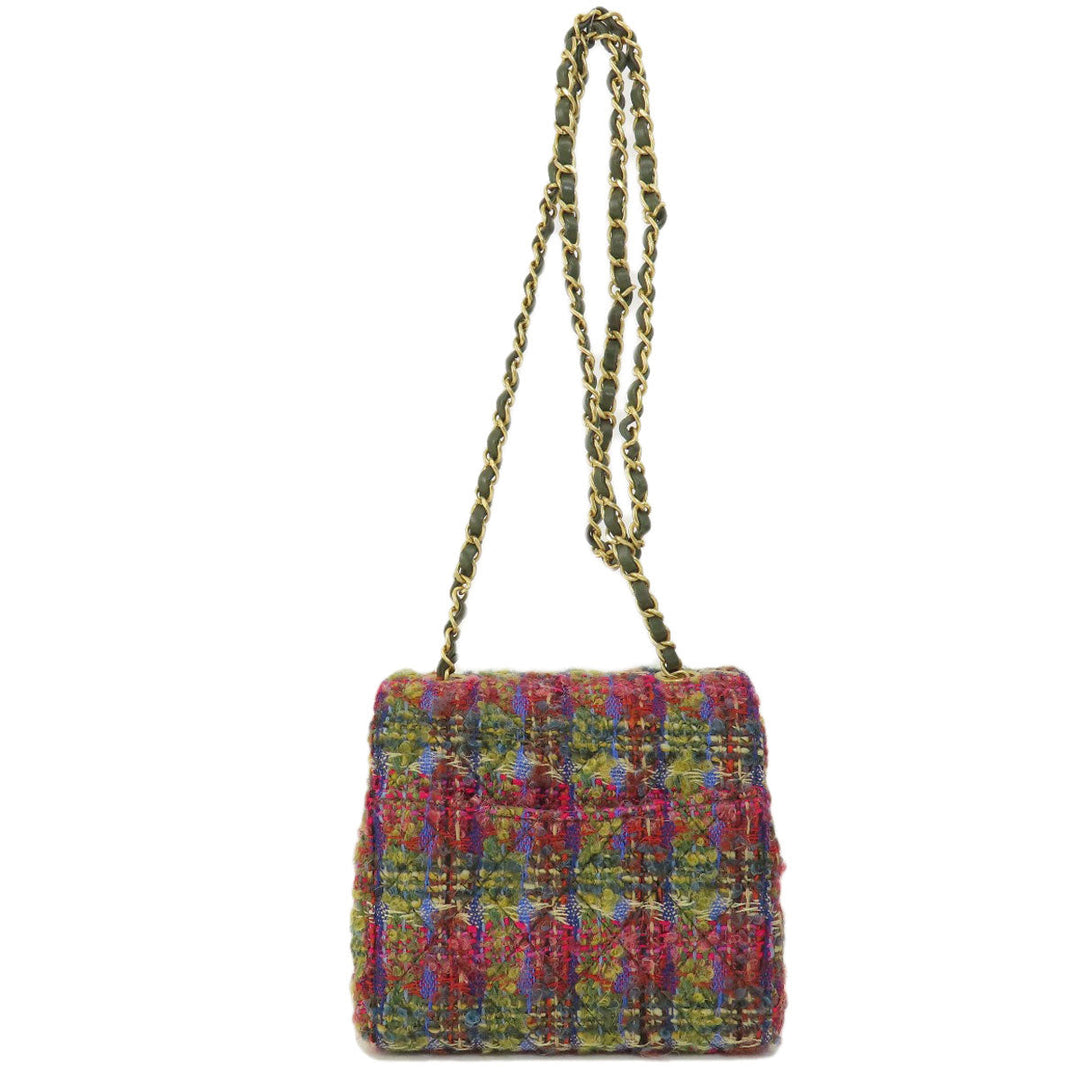 CHANEL Shoulder Bag Tweed multicolor ChainShoulder COCO Mark Gold Metal Women Used Authentic
