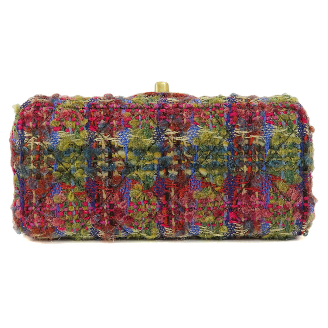CHANEL Shoulder Bag Tweed multicolor ChainShoulder COCO Mark Gold Metal Women Used Authentic