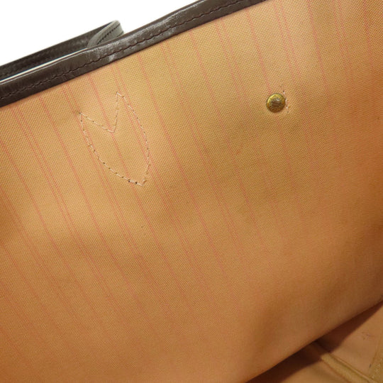 LOUIS VUITTON Tote Bag N41603 Damier canvas Brown Neverfull MM Damier Ebene Rose Ballerine Women Used Authentic