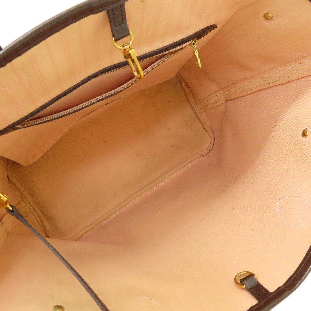 LOUIS VUITTON Tote Bag N41603 Damier canvas Brown Neverfull MM Damier Ebene Rose Ballerine Women Used Authentic