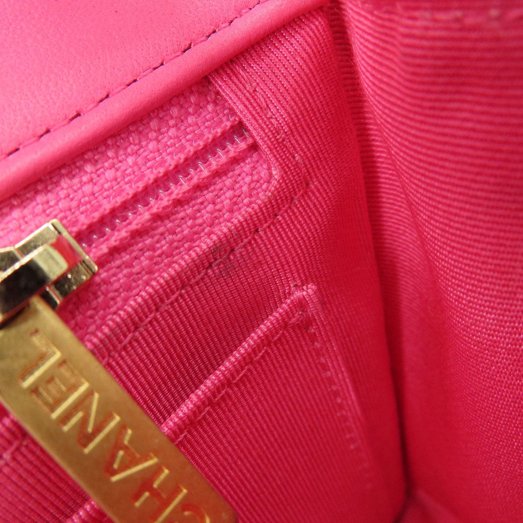 CHANEL Shoulder Bag Tweed pink ChainShoulder COCO Mark Gold Metal Women Used Authentic